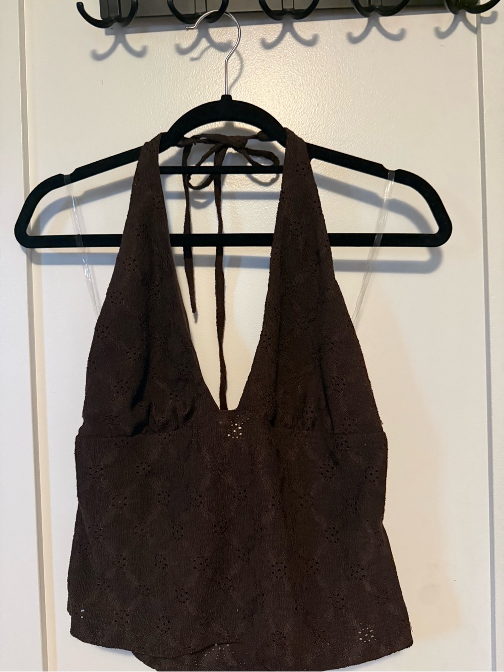 wild fable Brown Eyelet Halter Top